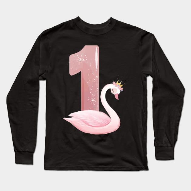 Princess 1st Birthday Swan 2 Year Old Girl Long Sleeve T-Shirt by Spreadlove